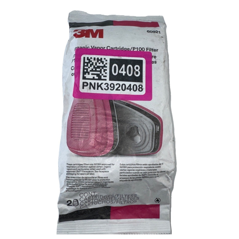 3M 60921 Organic Vapor P100 Replacement Respirator Cartridge Filter 2 Ct New
